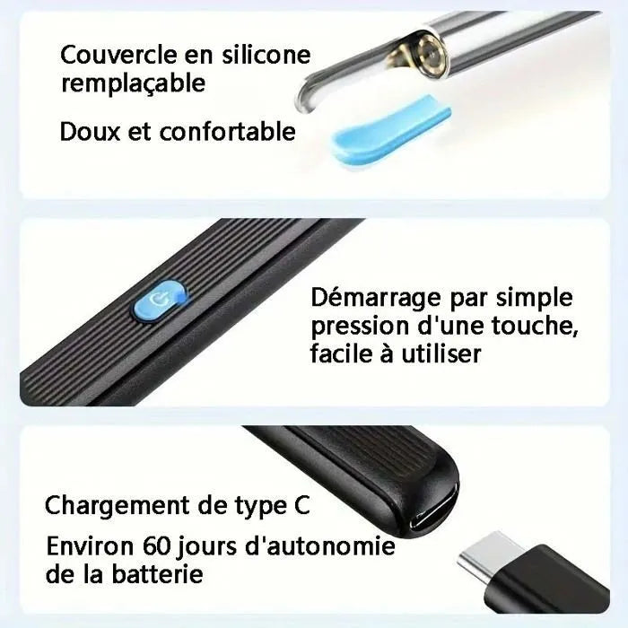 Clintech™ - Nettoyeur d'Oreilles HD avec LED